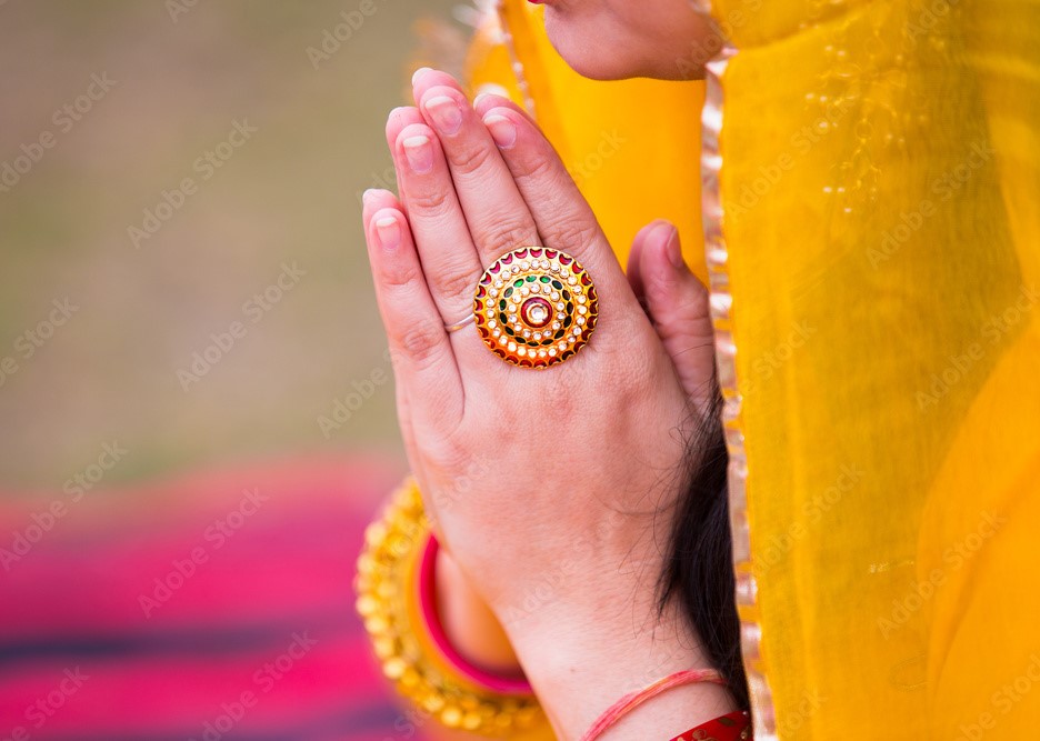 Rajasthani Woman Praying with folded hand